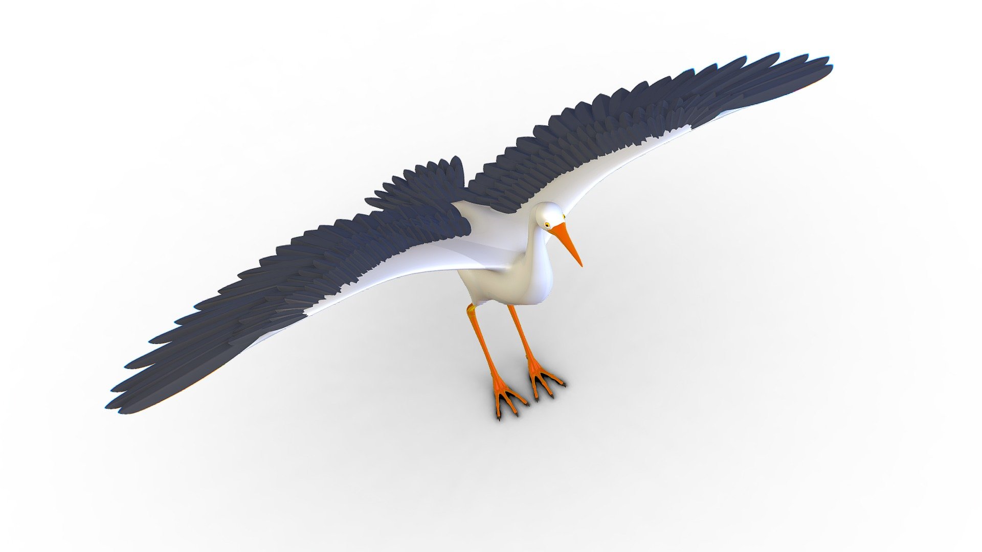 High Poly White Crane Bird 3d model