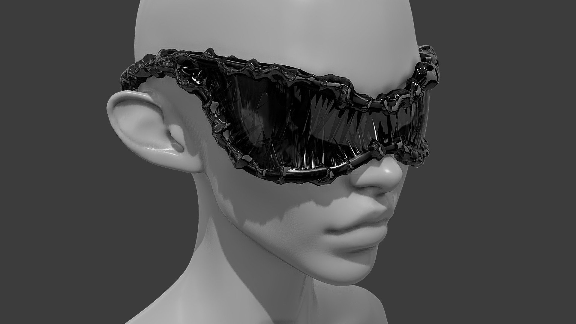 Oversized sunglasses / spikes / teeth 3d model