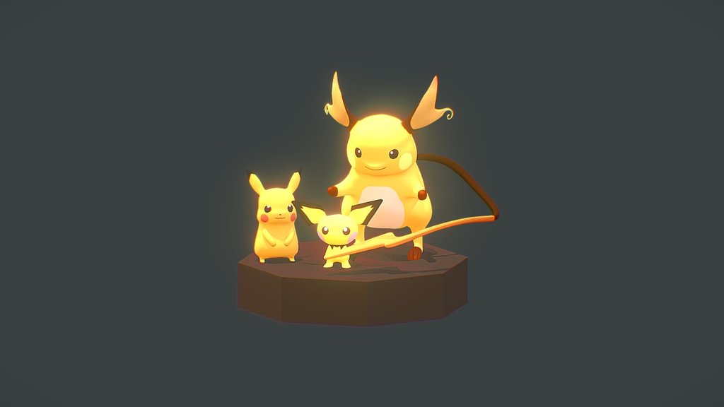 Pikachu Family 3d model