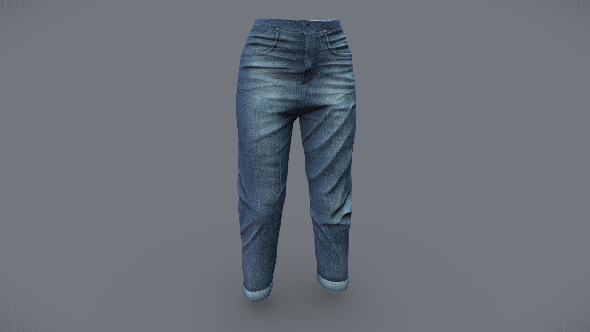 Female Rolled Legs Casual Boyfriend Jeans 3d model