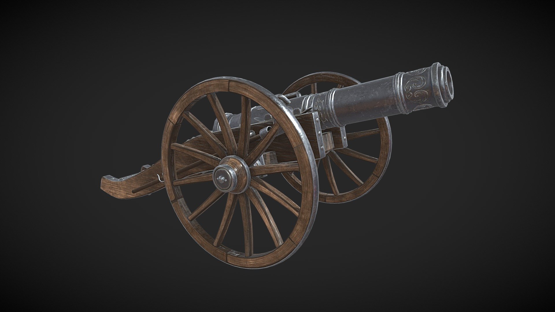 Cannon of the 18th century 3d model