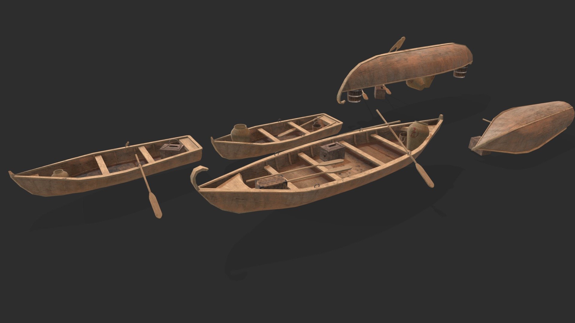 Wooden Boat pack 3d model