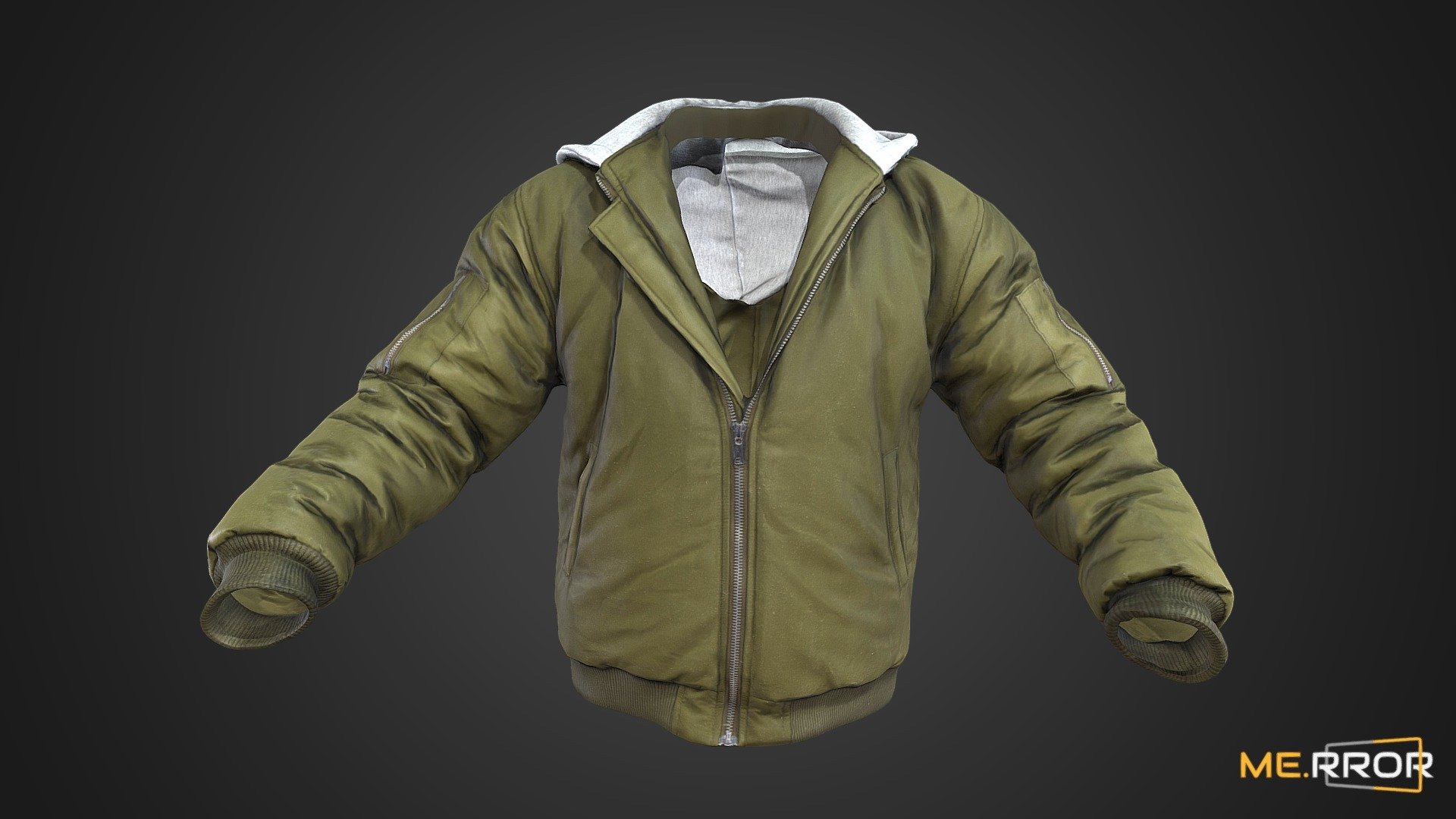 [Game-Ready] Khaki Hooded Jacket 3d model