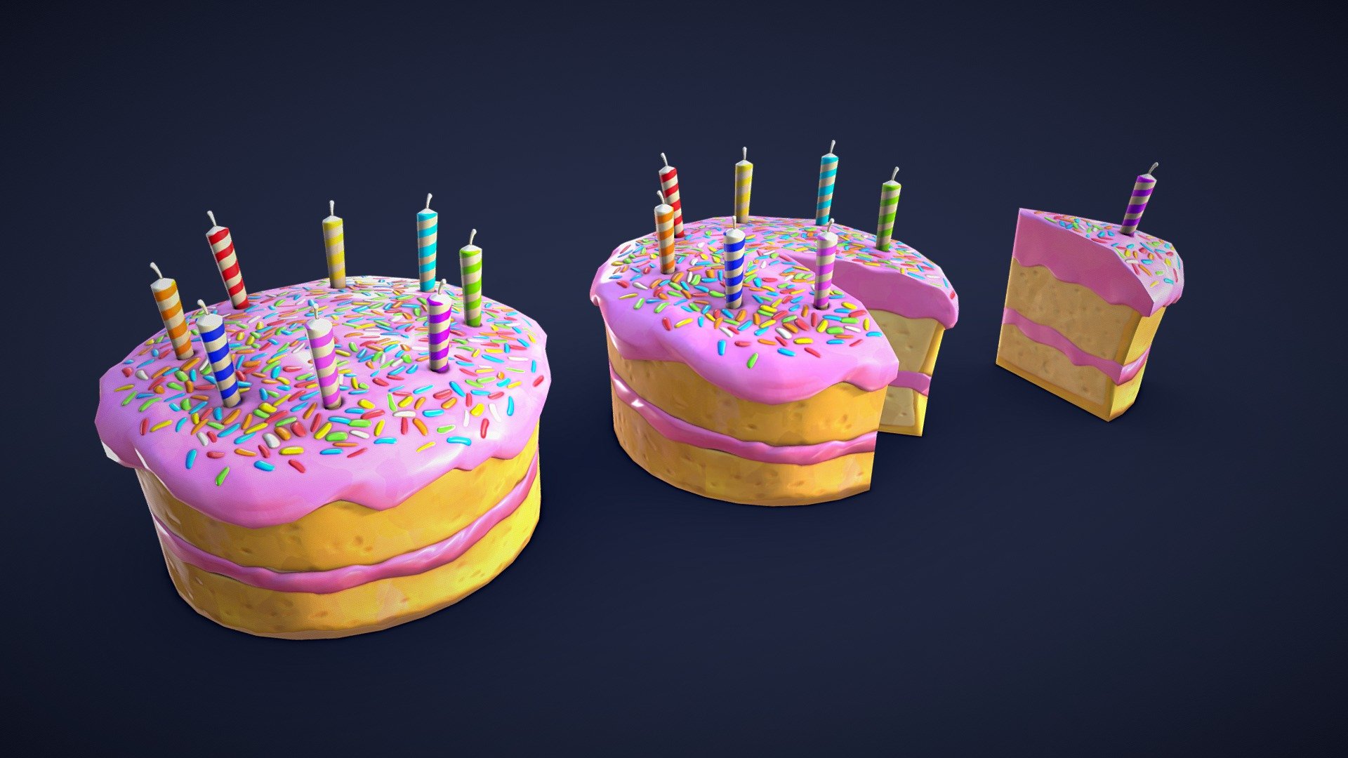 Stylized Birthday Cake 3d model