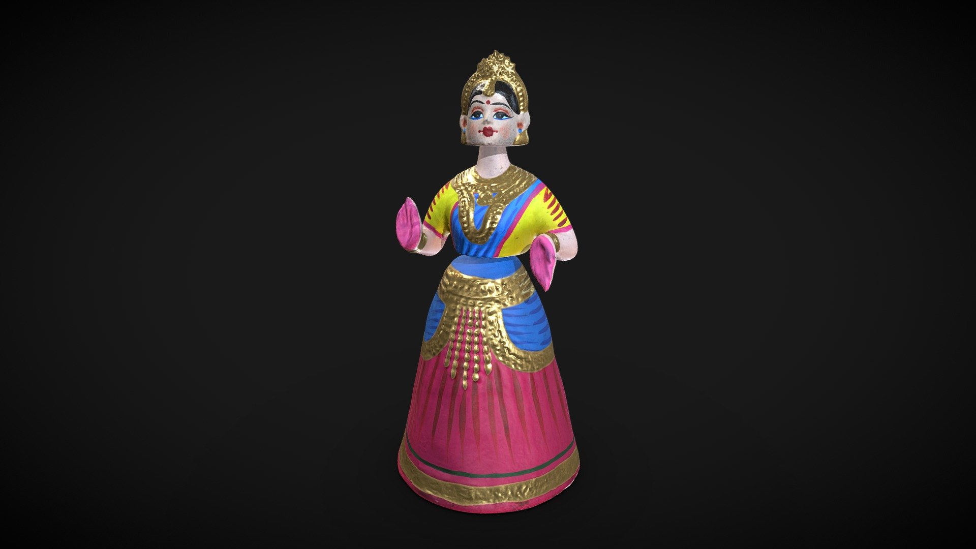 Indian handcrafted clay doll 3d model