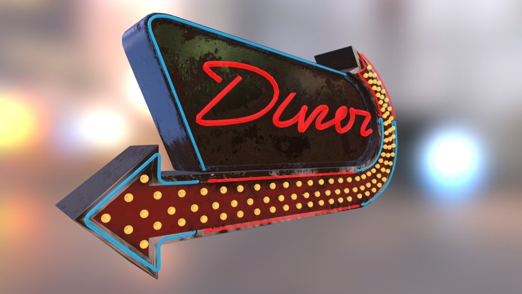 Neon Diner Sign 3d model