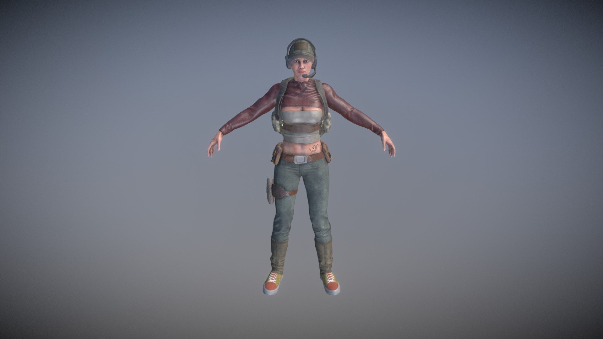 Rigged Female Survivor B 3d model