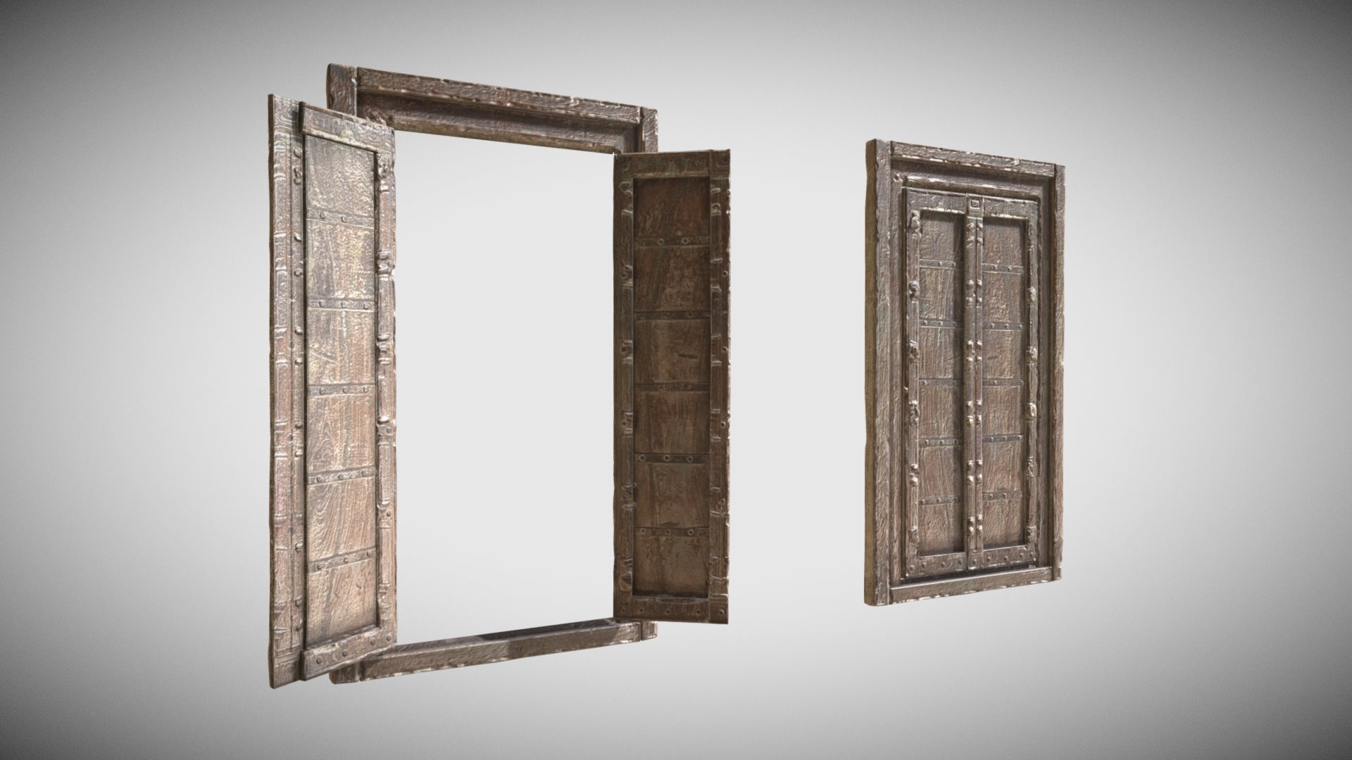 Old Indian Door Wood 3d model