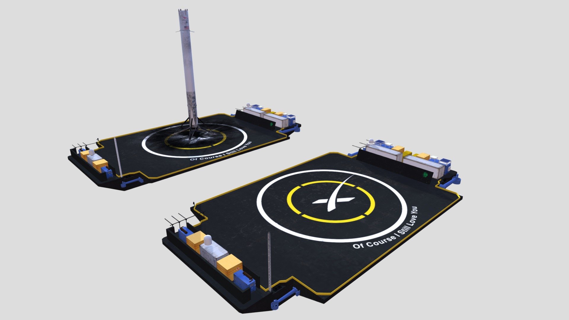 SpaceX drone barge 3d model