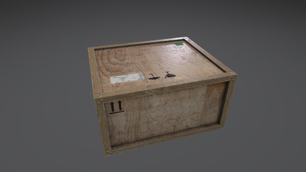 Old wooden cargo crate 7 3d model