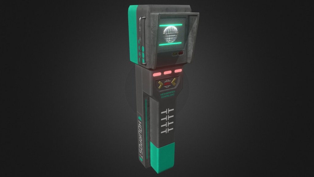 "HourPost" Sci-fi Digital Newspaper Rack 3d model