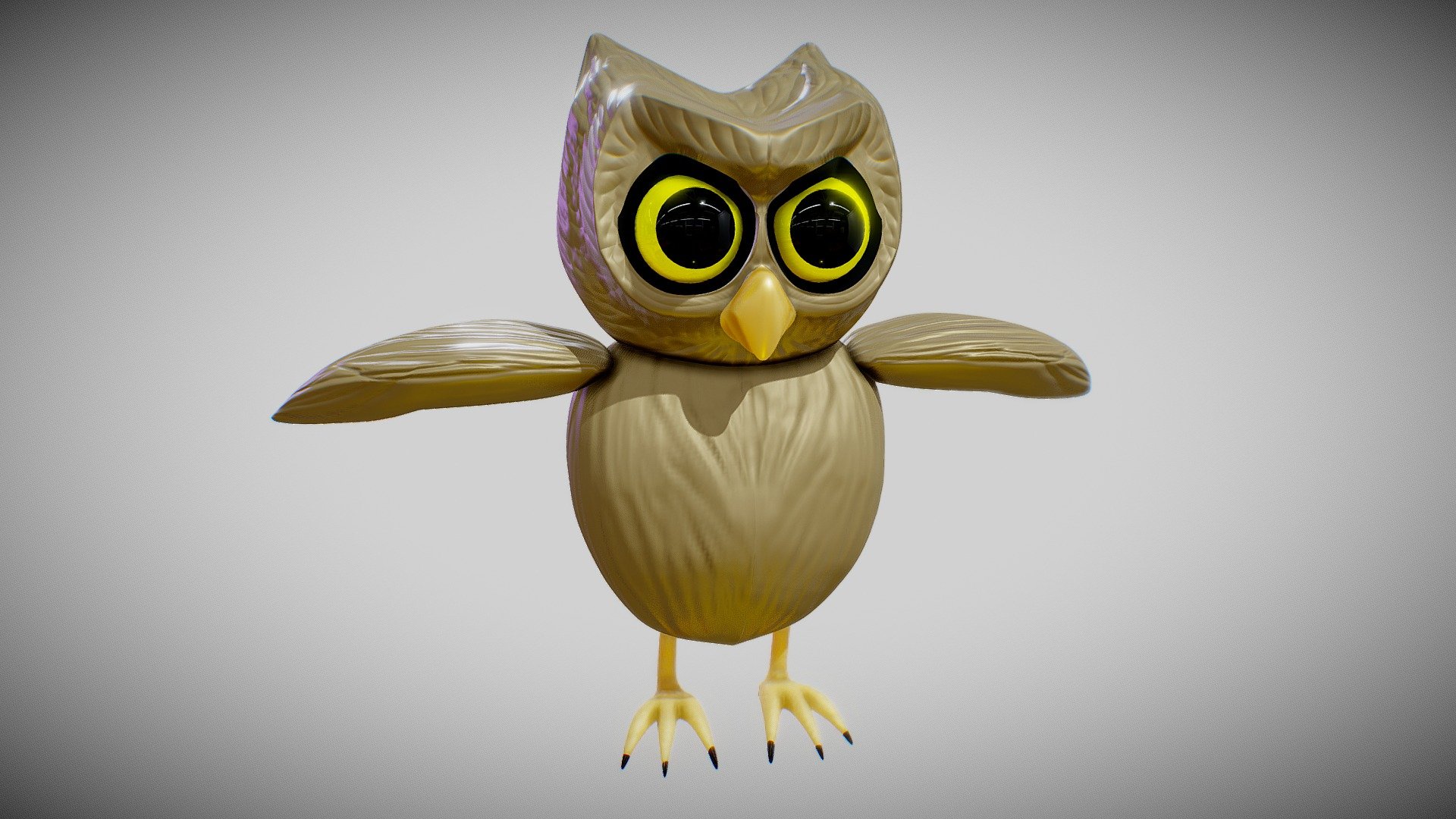 Owl (Toon Style) (Rigged) 3d model