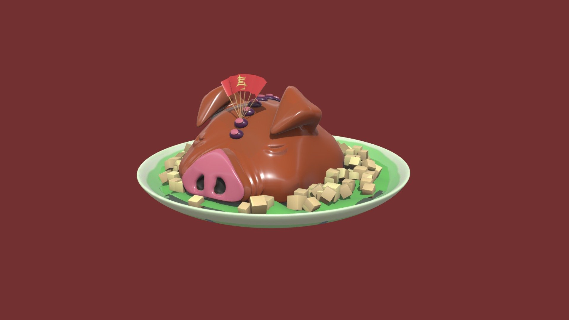 Spirited away pig head dish 3d model