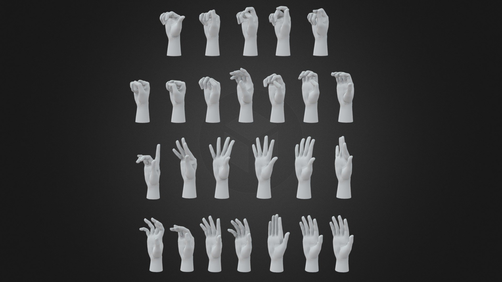 Hands 25 different poses 3d model