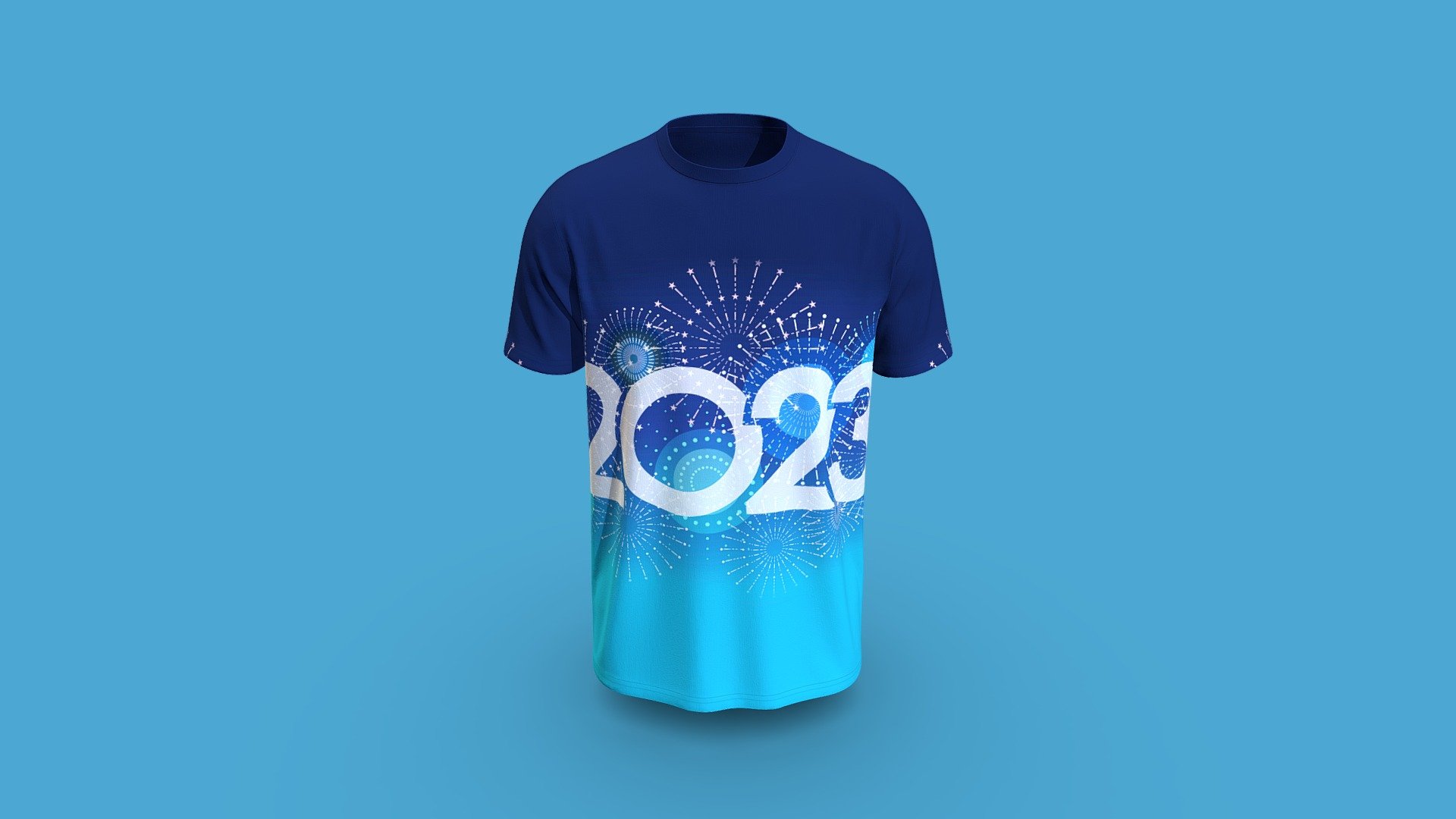 Round Neck Happy New Year 2023 T-Shirts 3d model