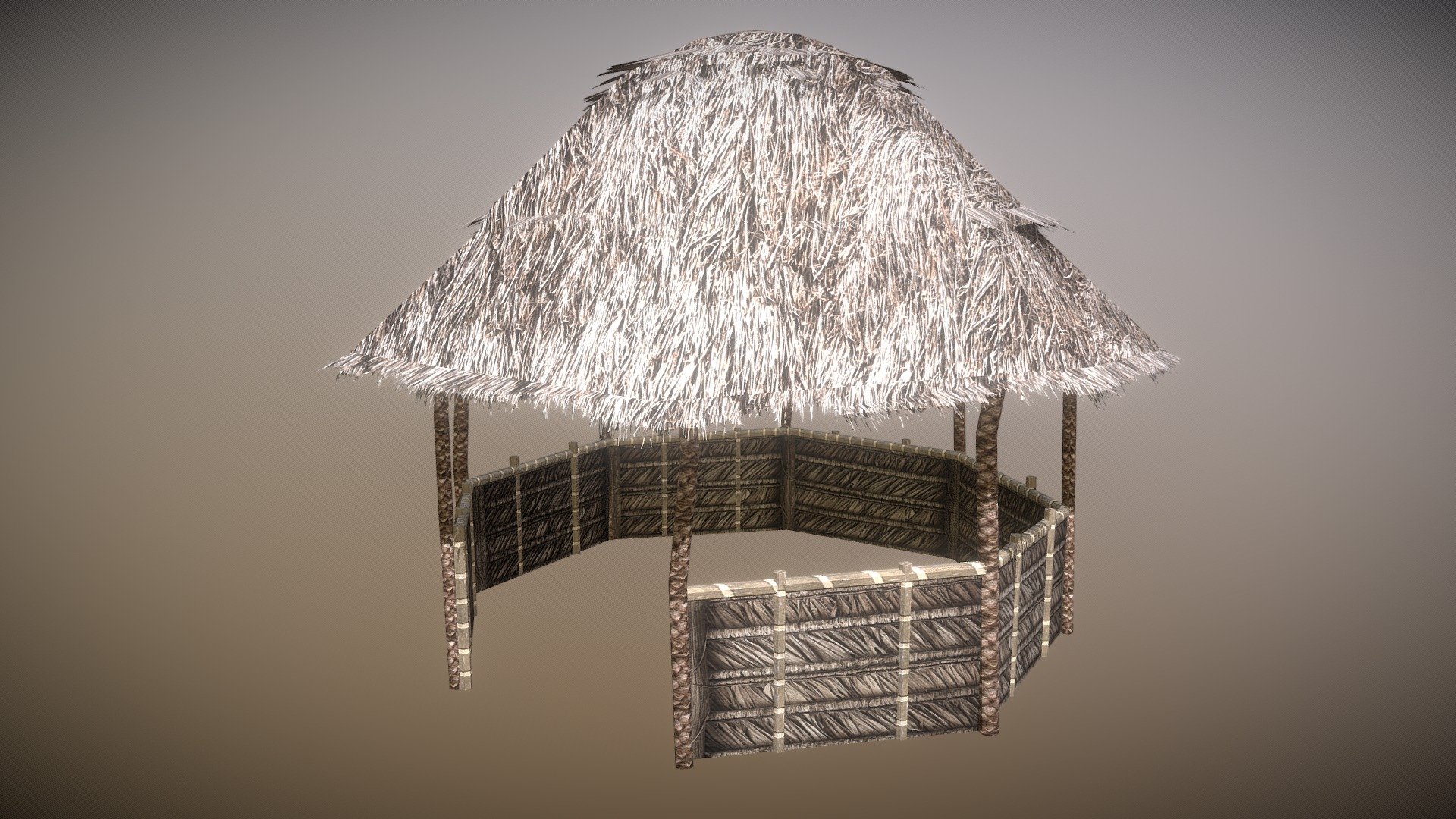 Round hut 3d model