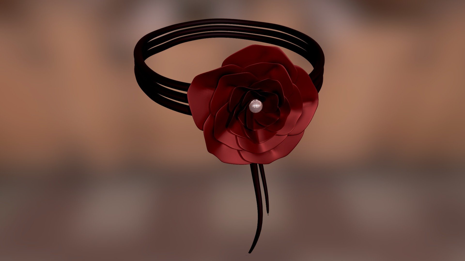 Rose flower choker necklace 3d model