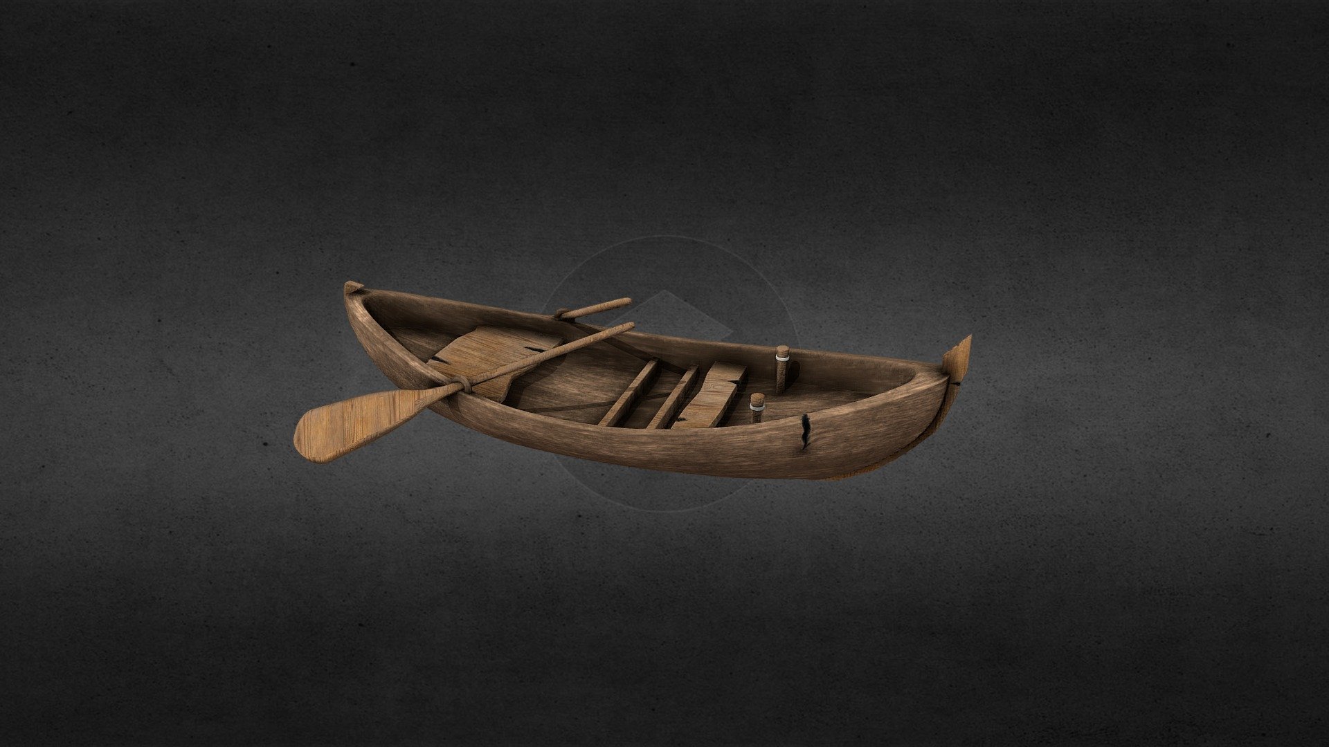 Old wooden boat 3d model