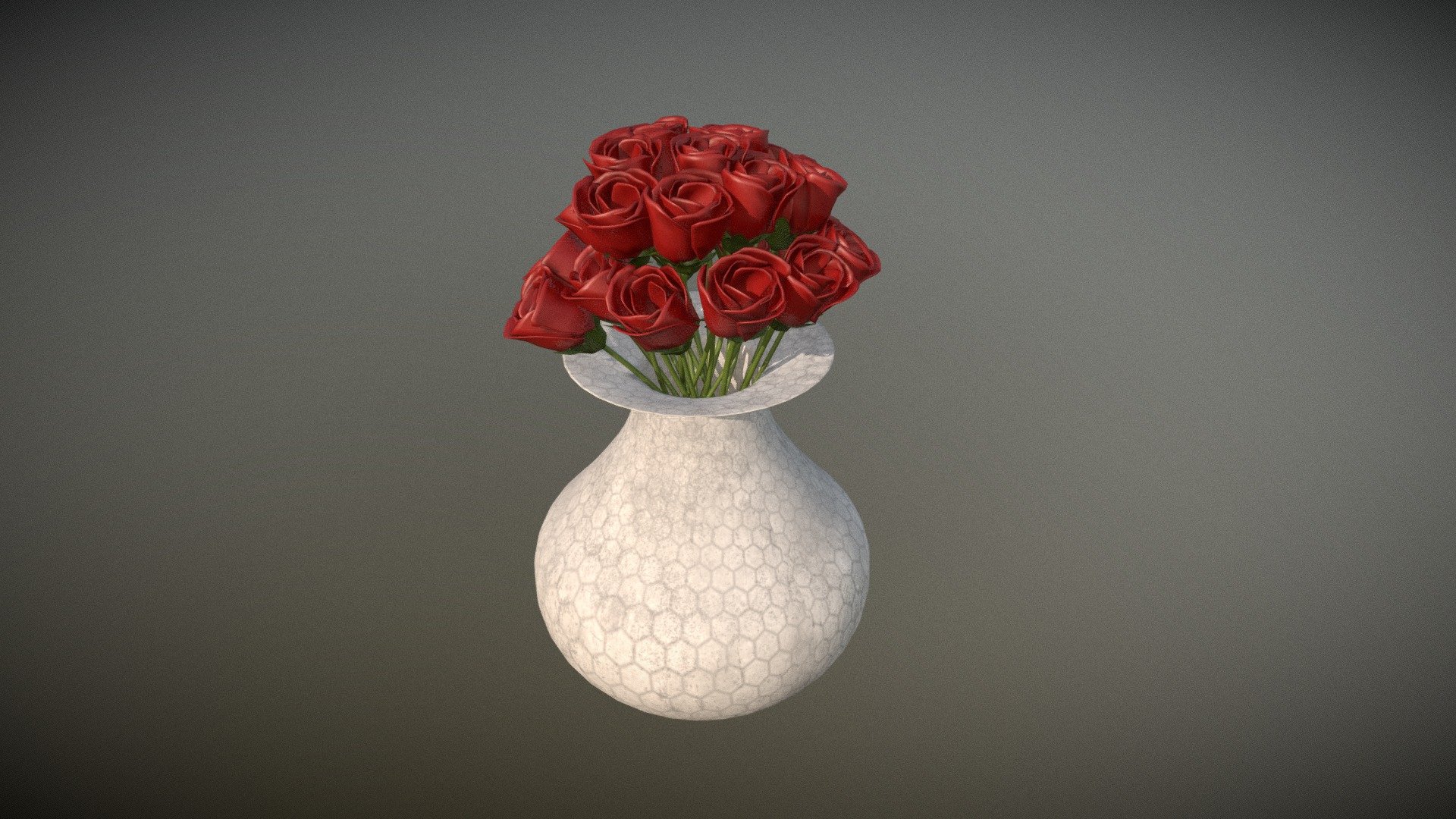 Simple Vase with 2 Dozen Roses 3d model