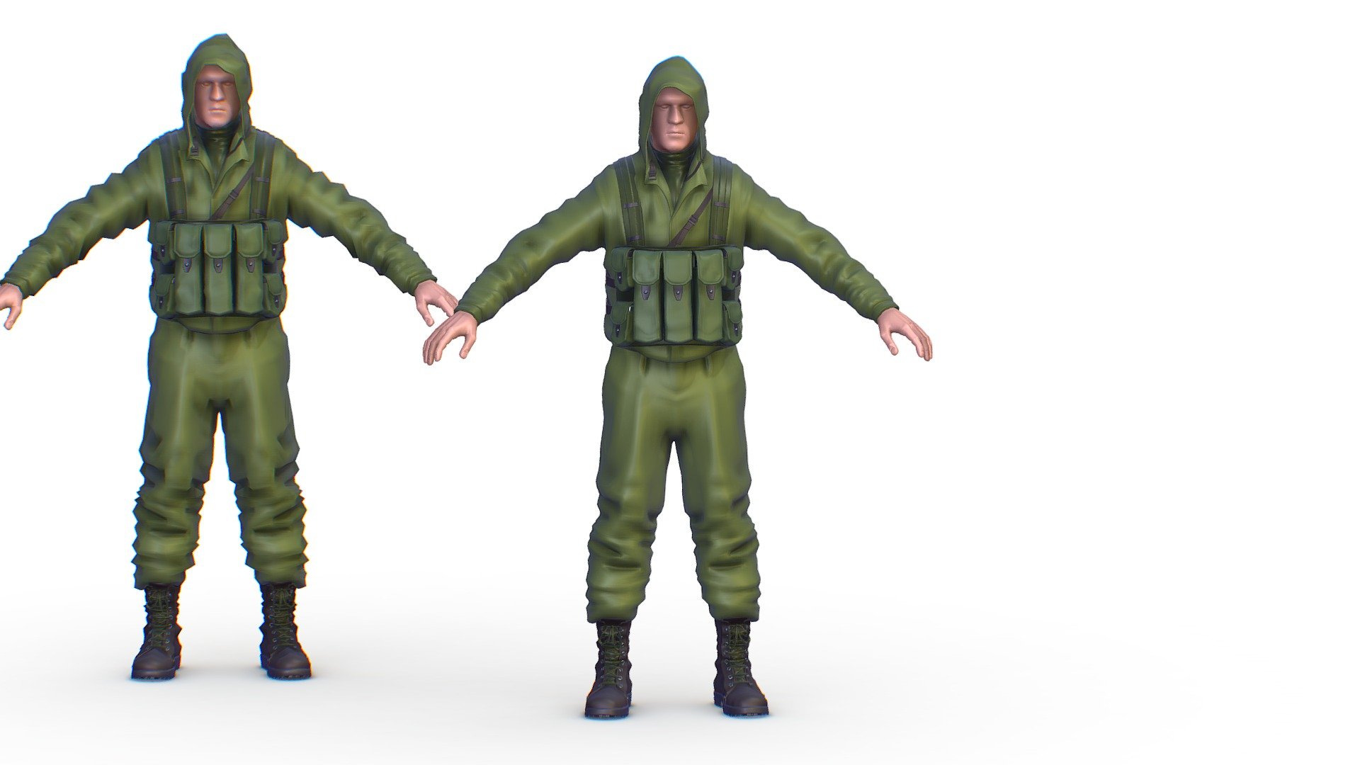 High Poly Subdivision Man Old USSR Soldier 3d model