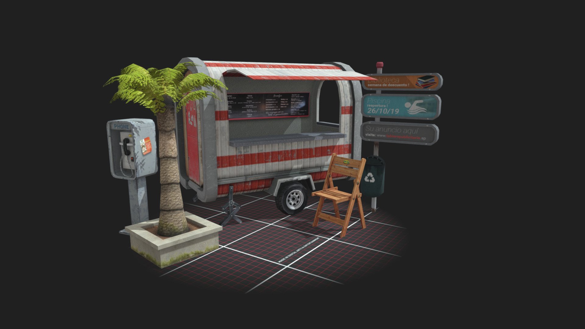 Props Scene (5 city-related-props)(1DAE06) 3d model