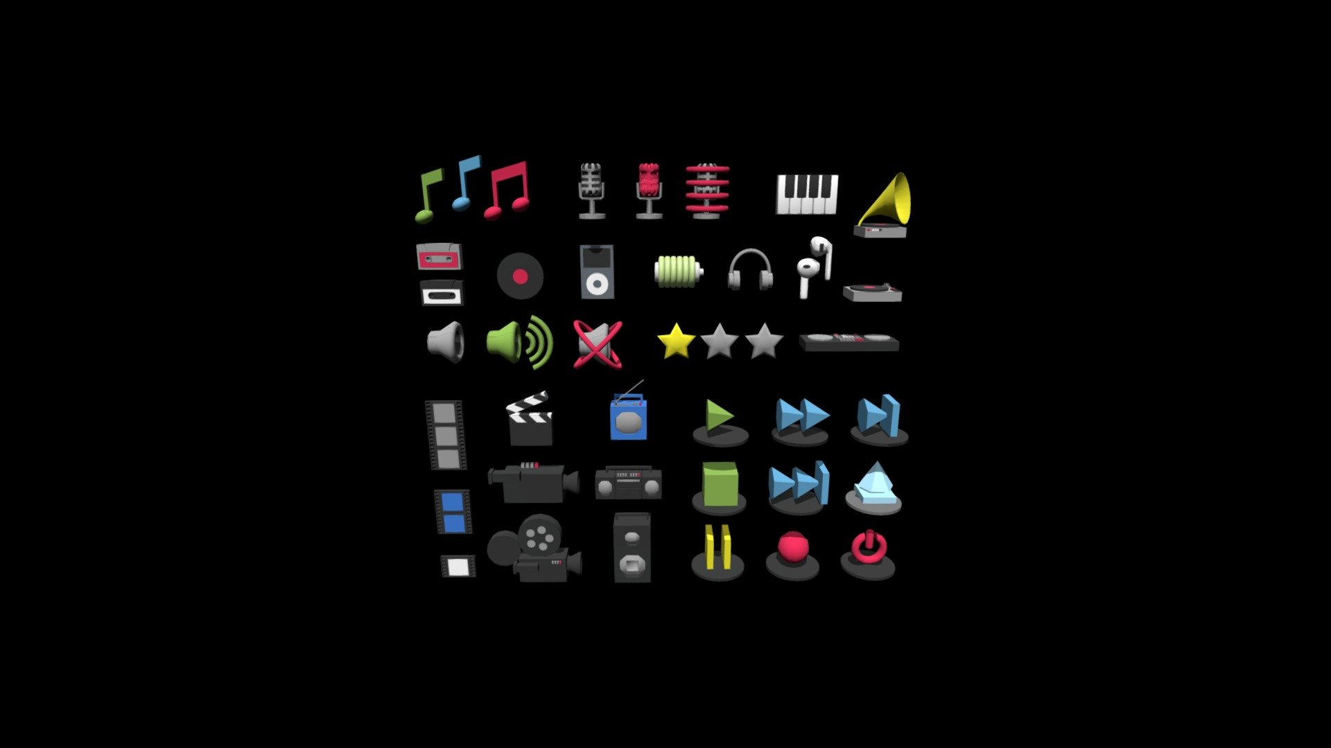 3D icons for media 3d model