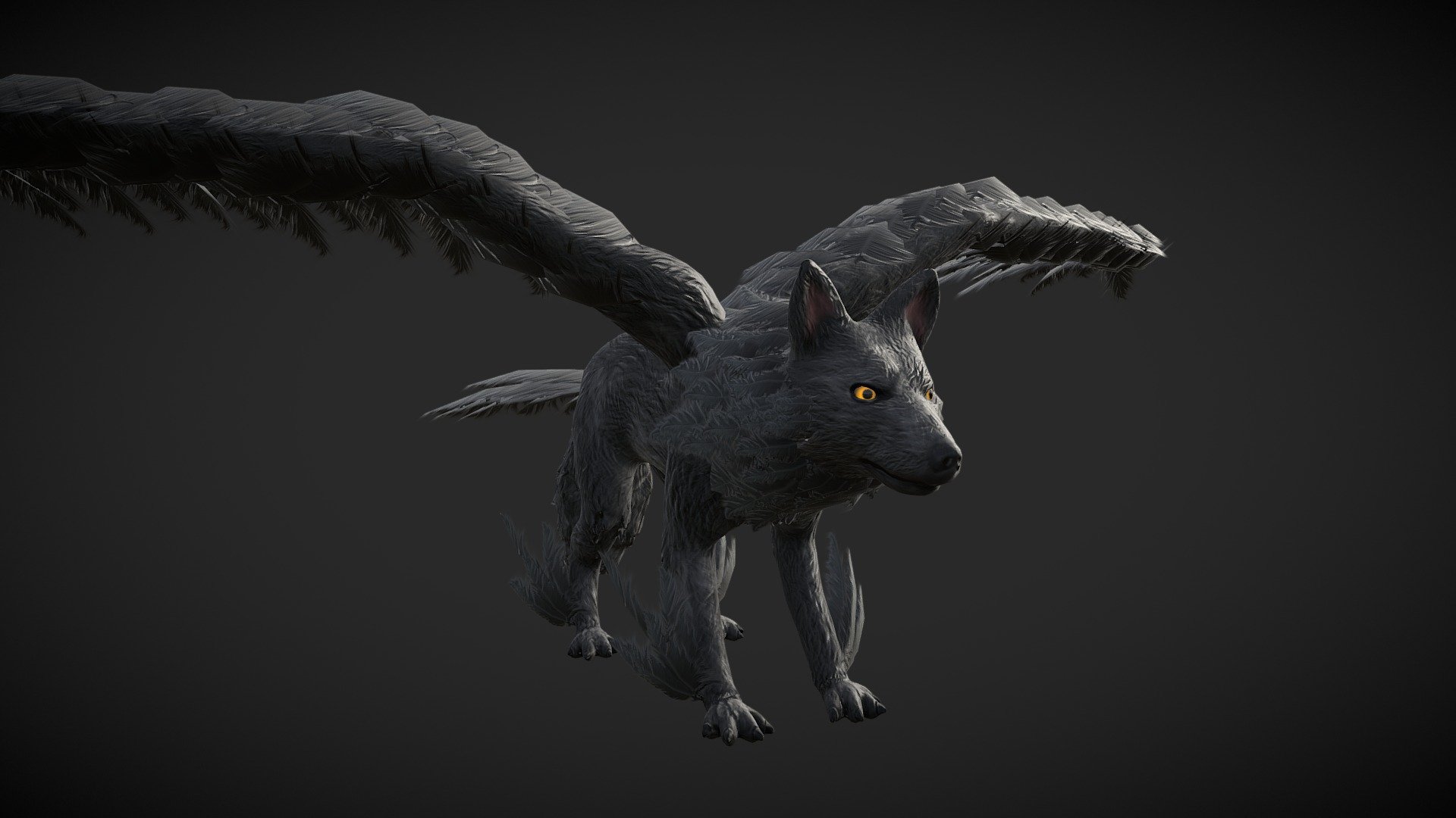 Winged Wolf 3d model