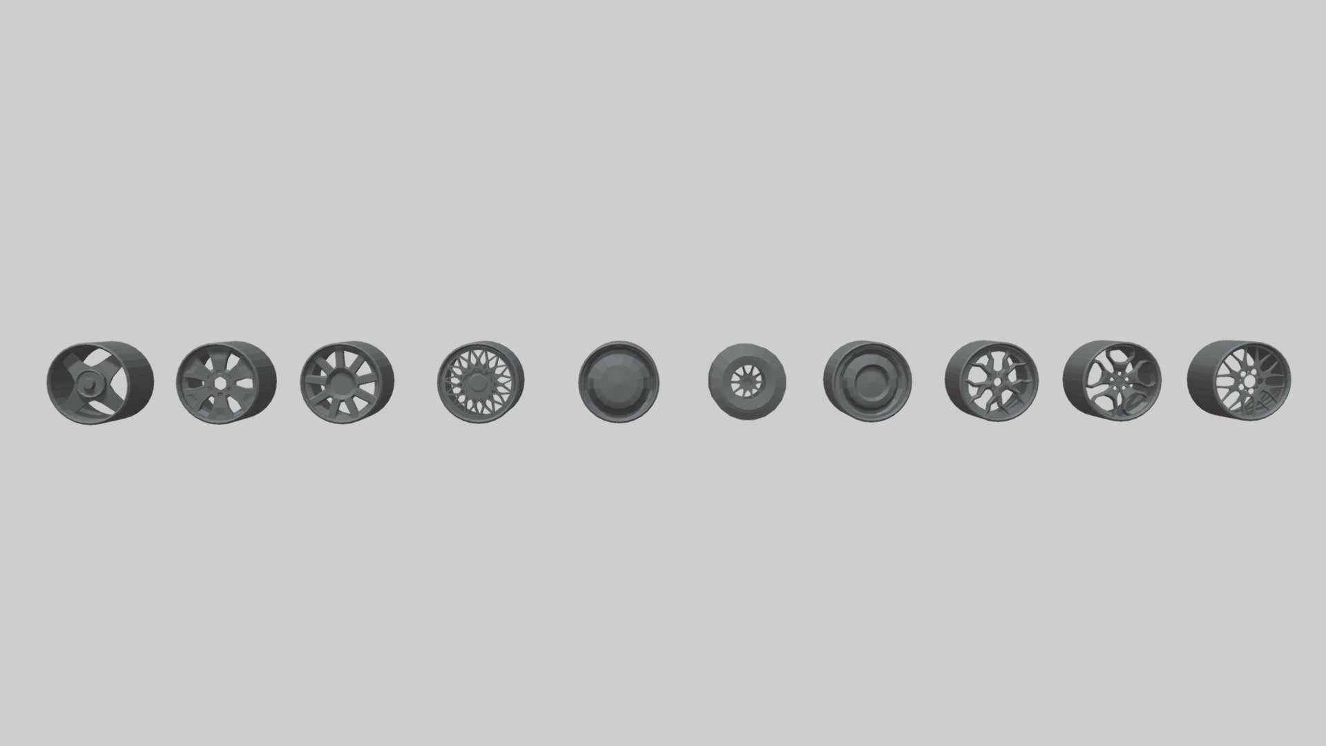 Low Poly Wheel Pack 01 3d model