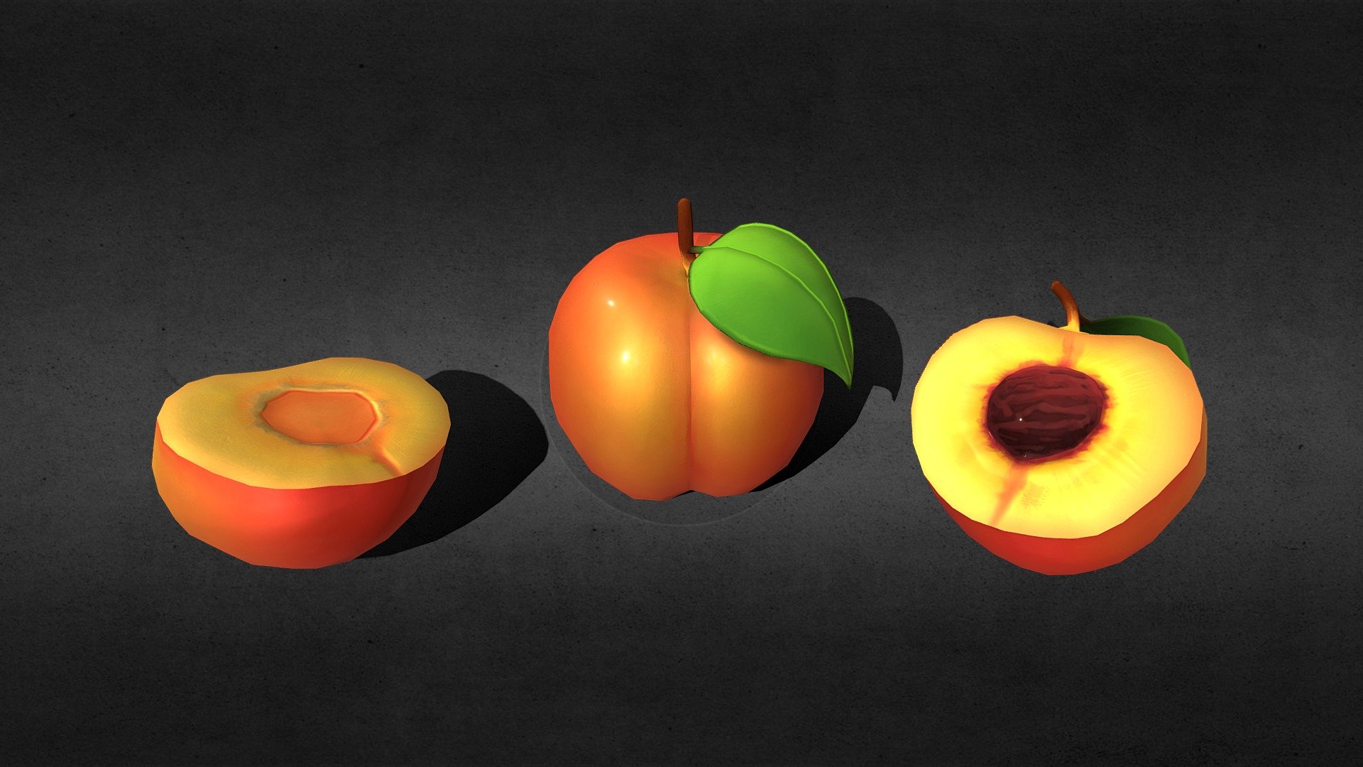 Peach Sliced Fruit 3d Model 3d model