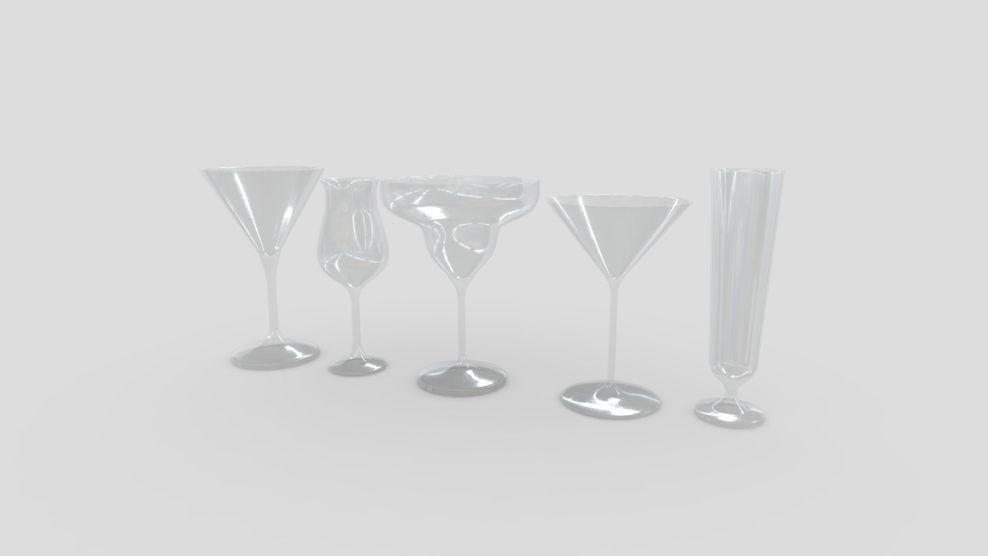 Cocktail Glass Set 3 3d model