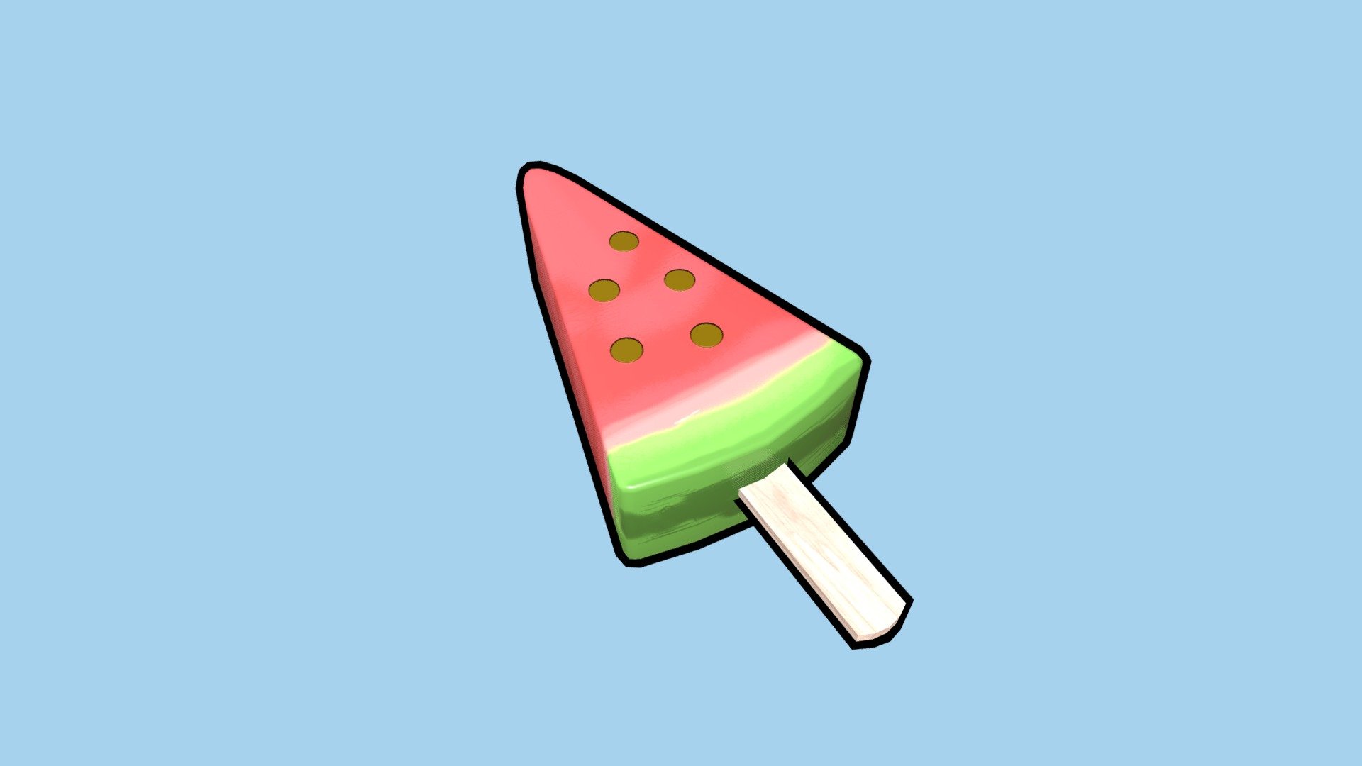 Watermelon Ice Lolly. 3d model