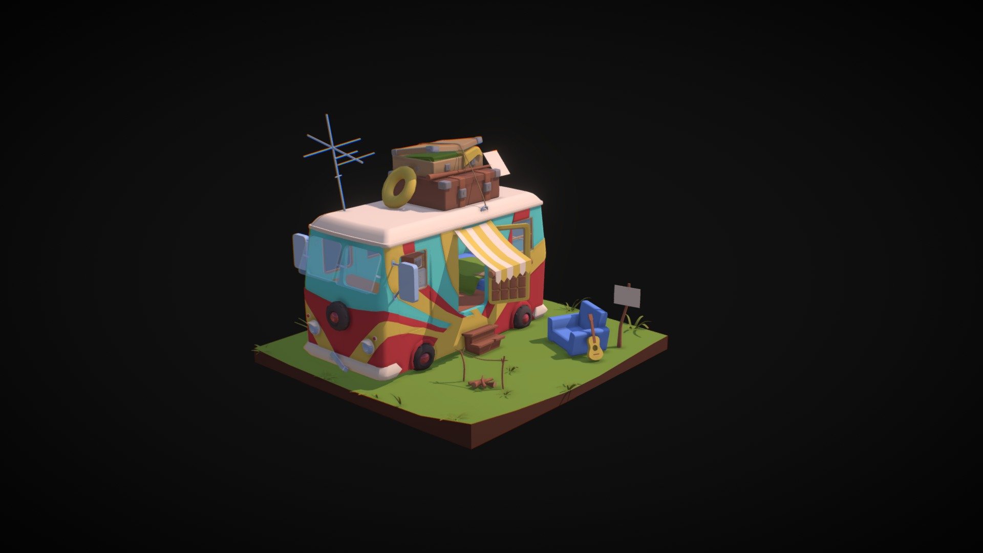 The Camp of the Hippies 3d model