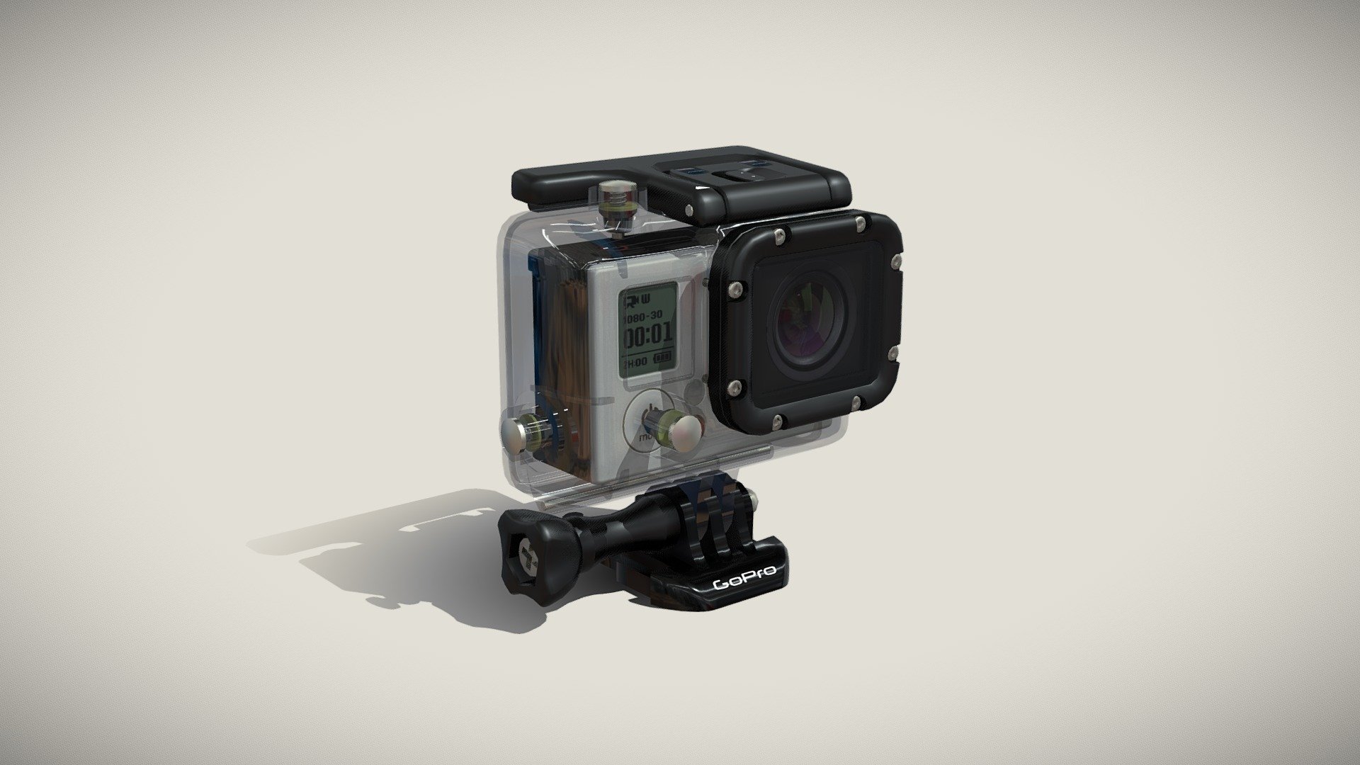 GoPro Hero3 action camera with Waterhousing 3d model