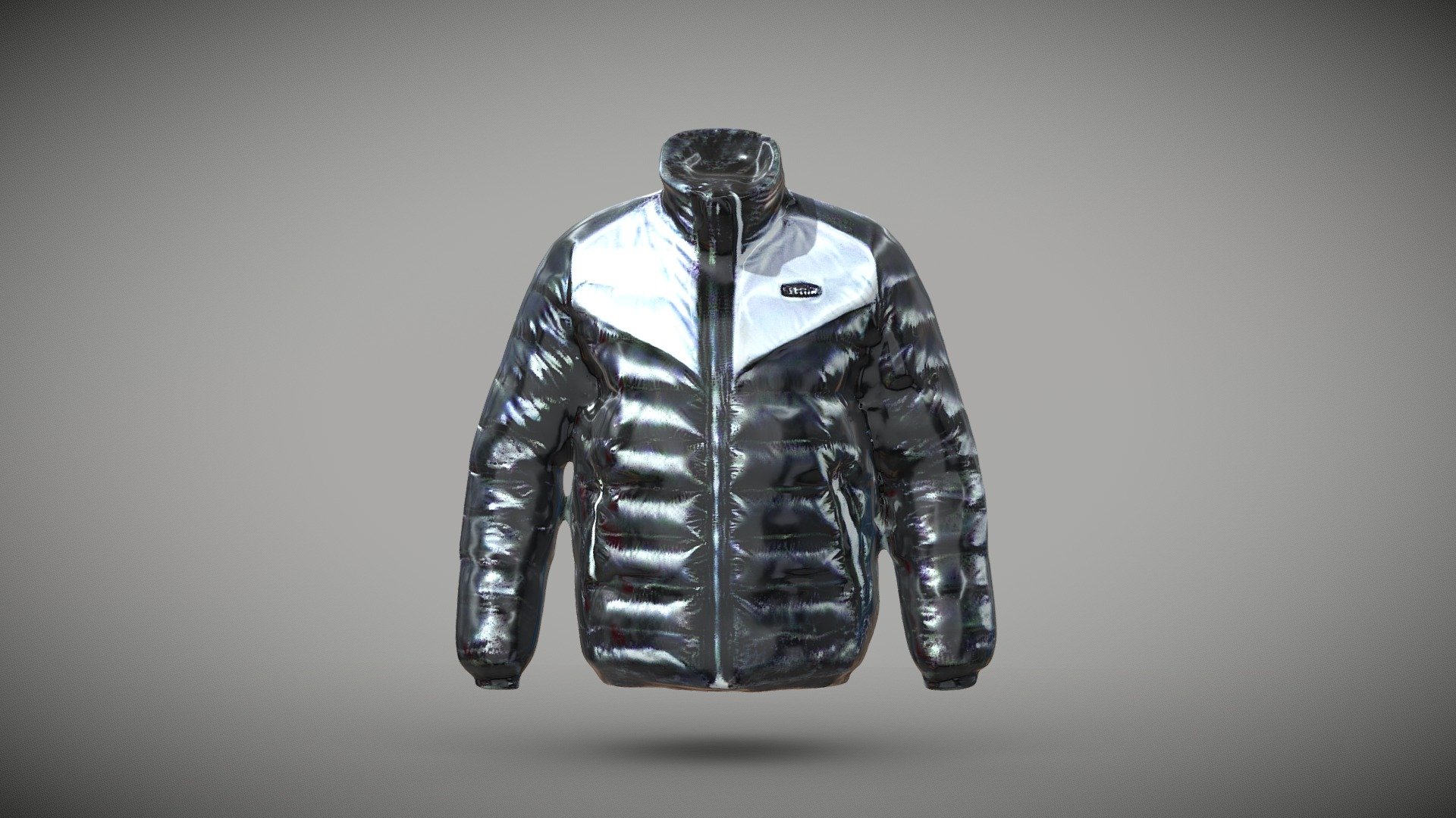 Black and White Shiny Puffer jacket 3d model