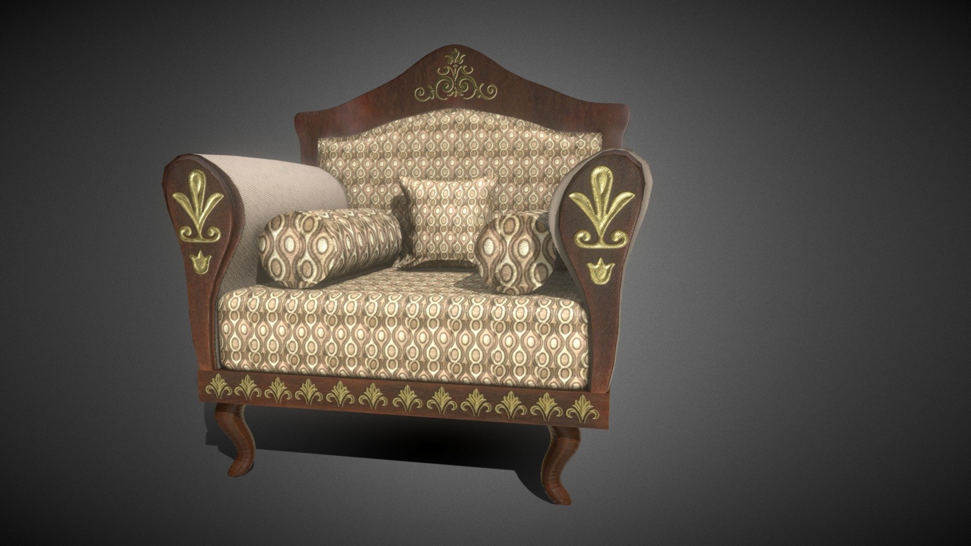 WingChair Sofa LowPoly (GameReady) 3d model