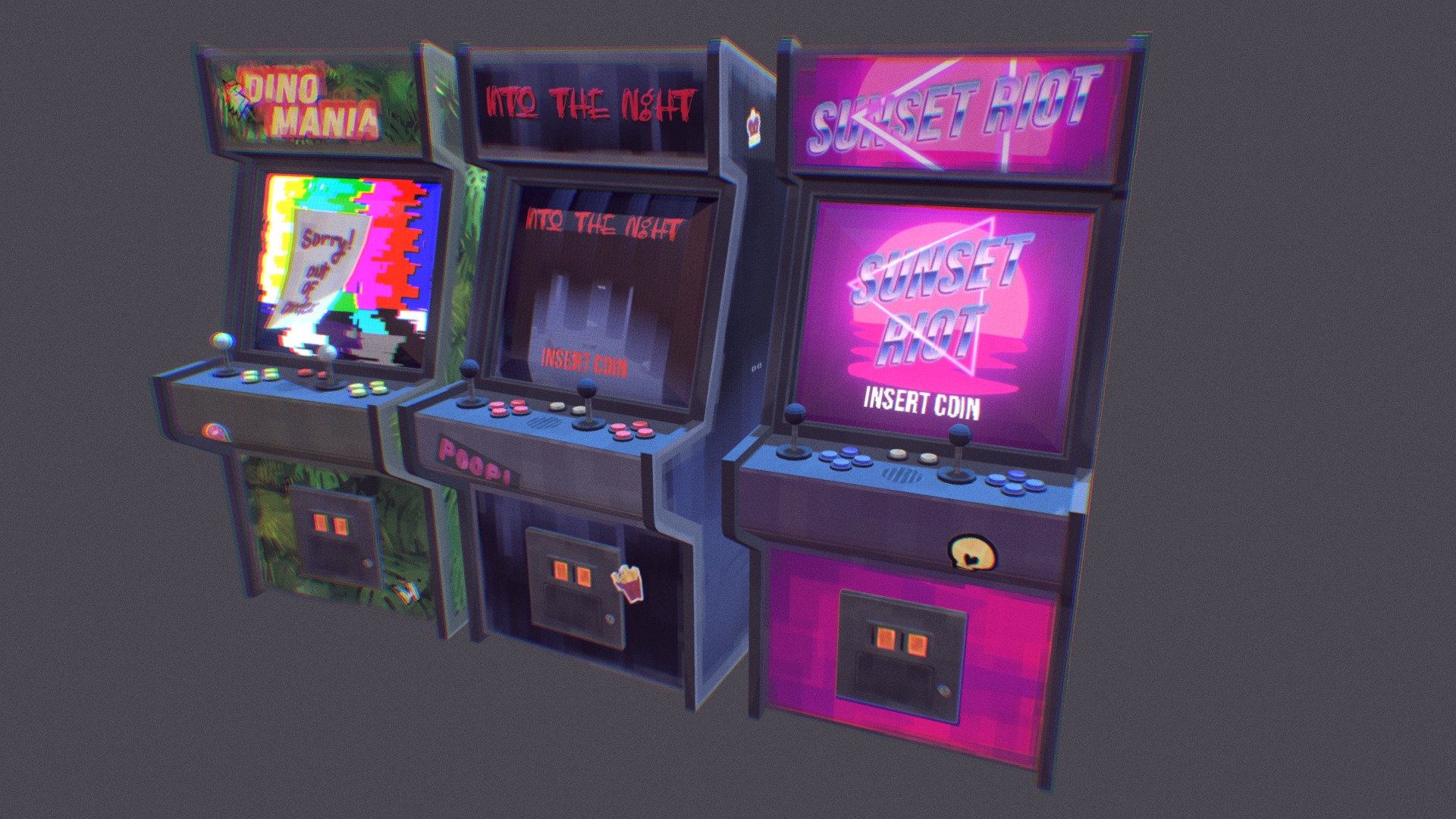 Game Arcade Boxes 3d model