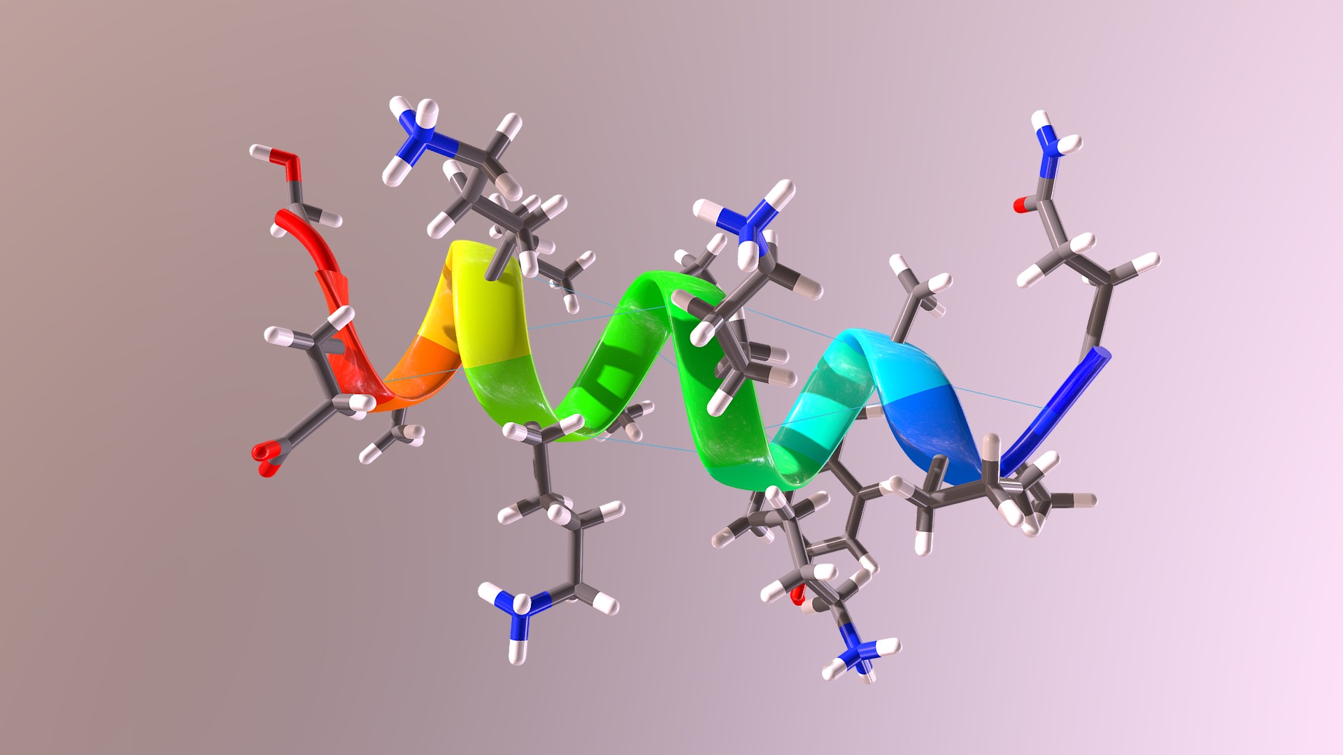 Ribbon Representation of a Short Polypeptide 3d model