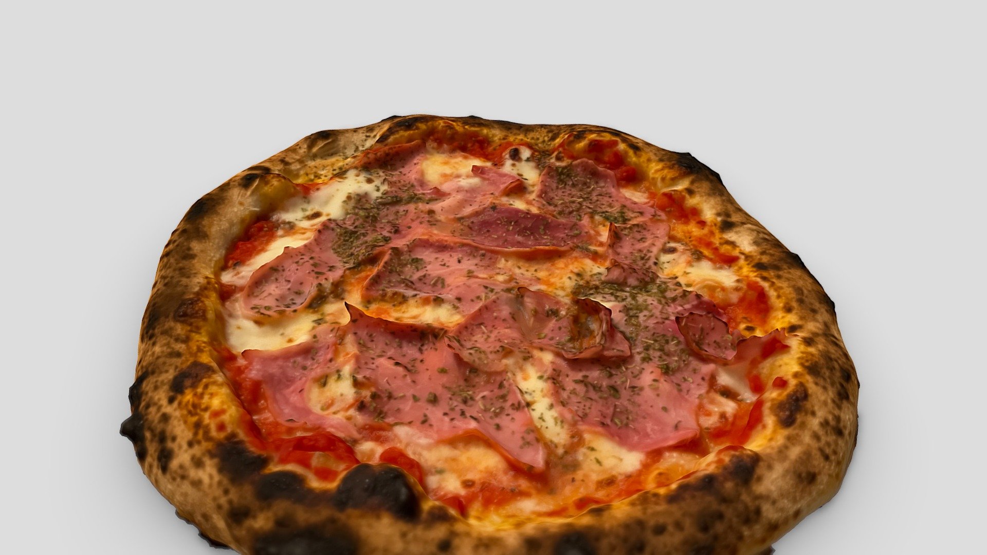 Homemade ham pizza 3d model