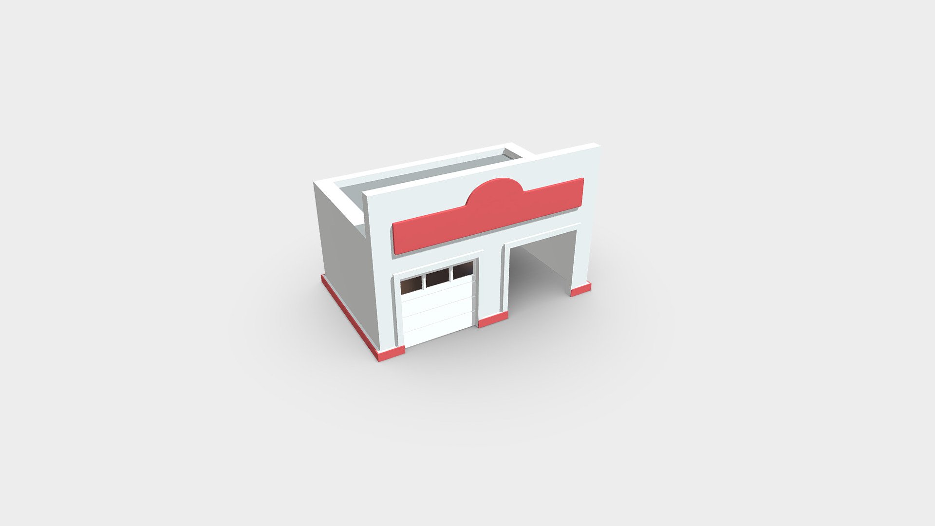 Fire Station (Low Poly) 3d model