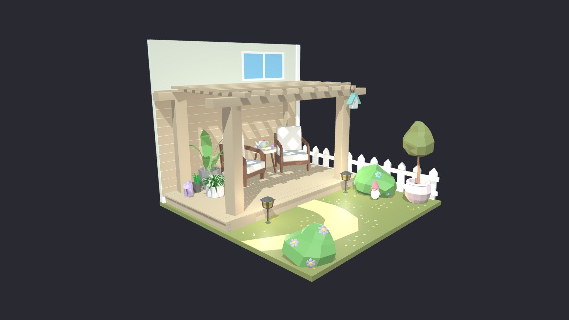 Patio Backyard Room 18 Low-poly 3D model 3d model