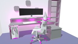 Lowpoly Gamingsetup in Pink