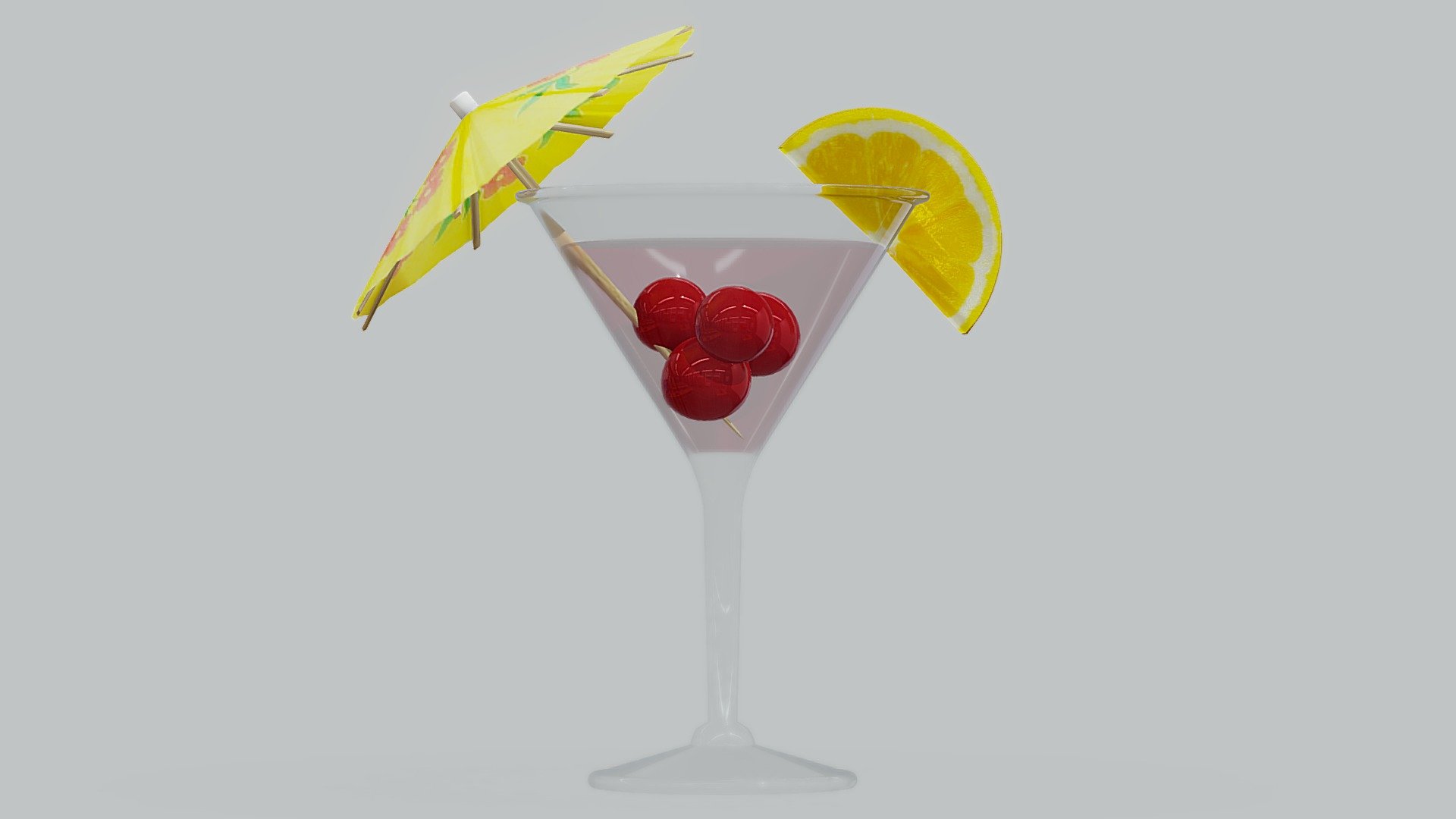 Cocktail With Paper Umbrella 3d model