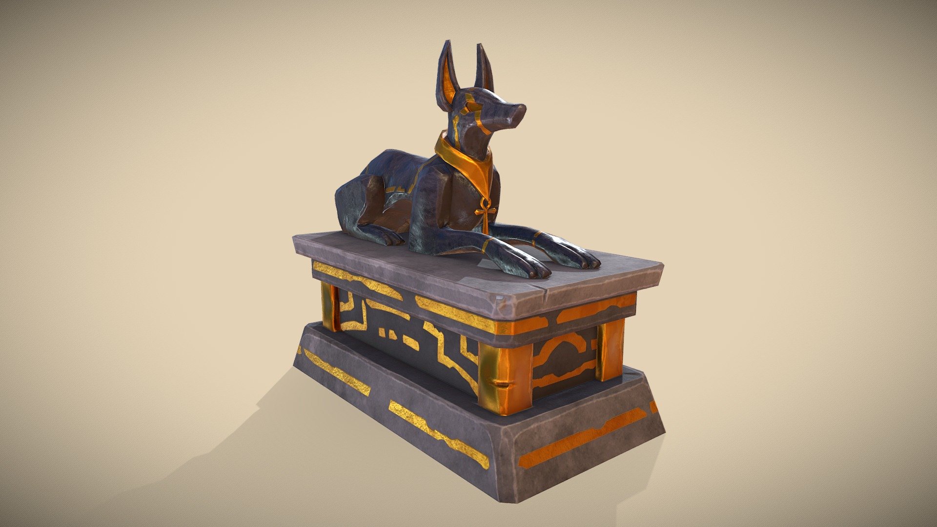 Stylized Anubis Statue 3d model