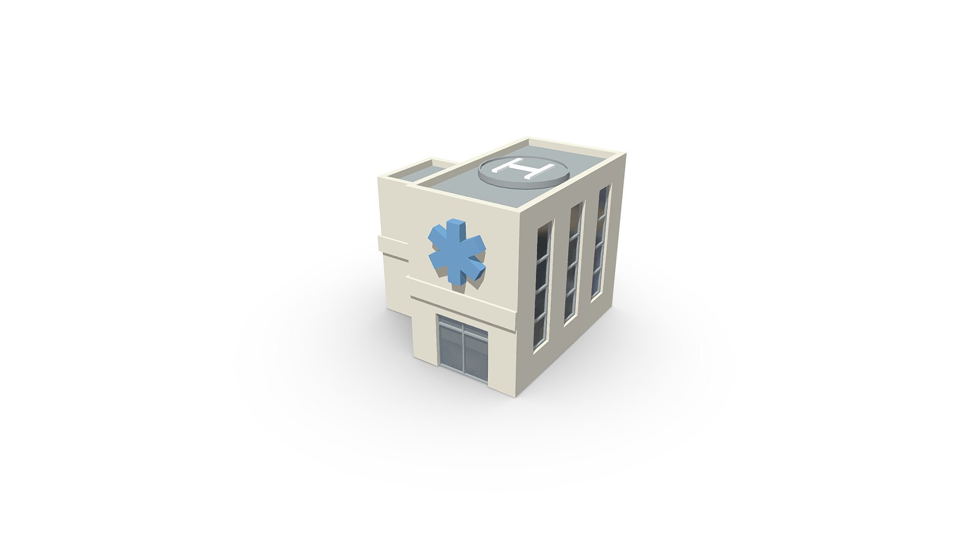 Hospital Building (Low Poly) 3d model