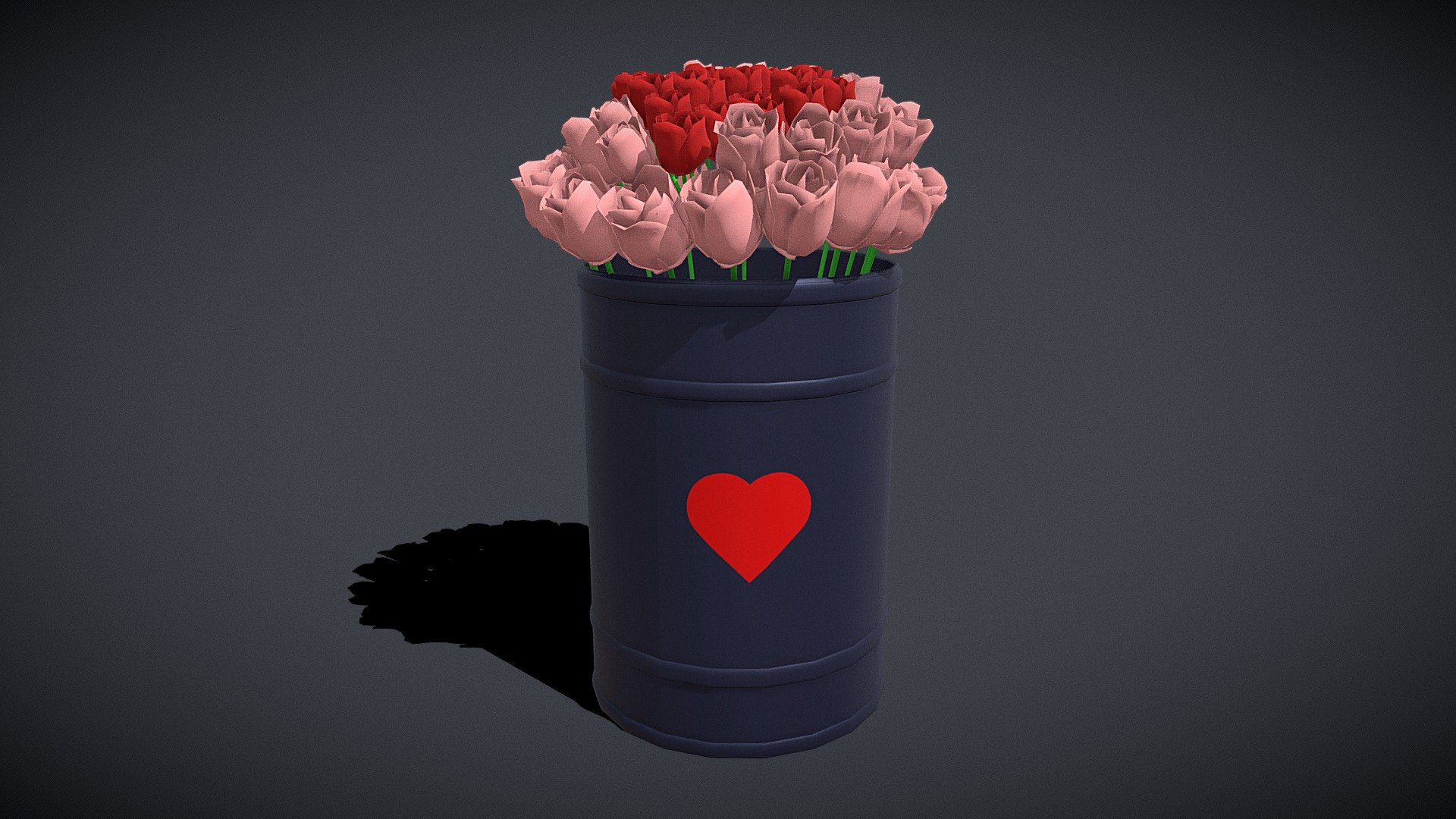 Roses Tin Red and Pink 3d model