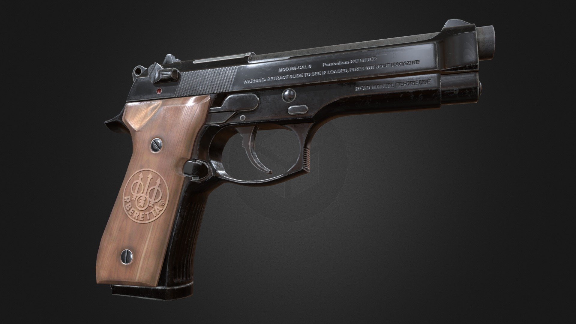 Beretta M9 Semiautomatic Pistol PBR 3d model