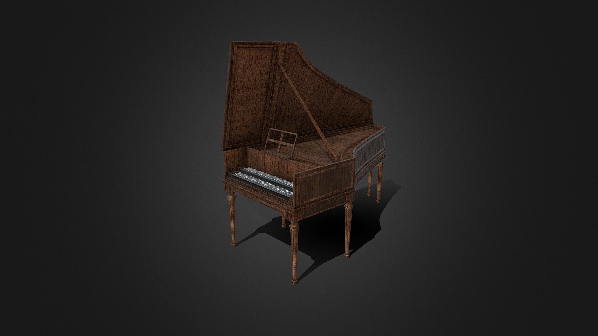 Baroque harpsichord 3d model