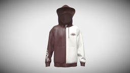 Men Two Tone Zip Up Hoodie