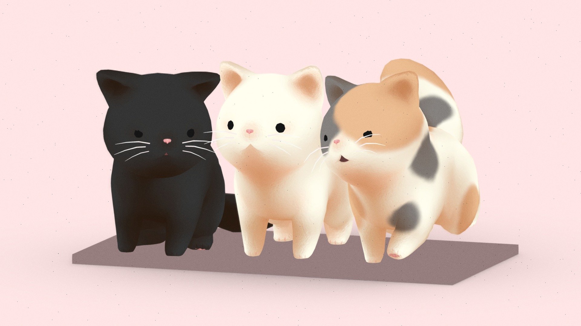 Chonky Cat Trio 3d model