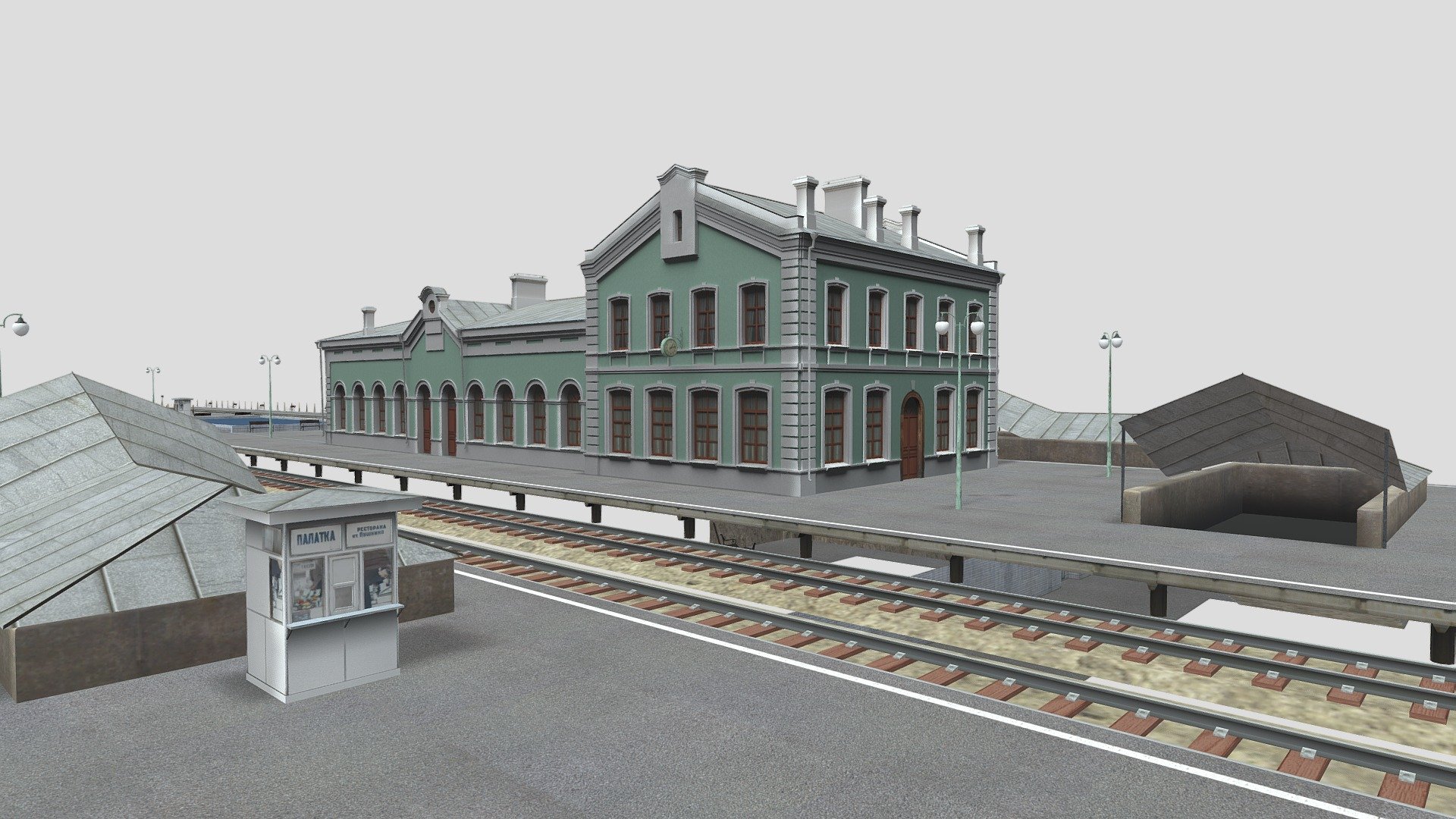 Railway station of Pushkino (1897) 3d model